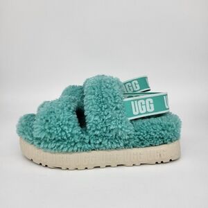 Ugg Oh Yeah Fluffy Lamb Fur Double Strap Sandals Women's Size 6